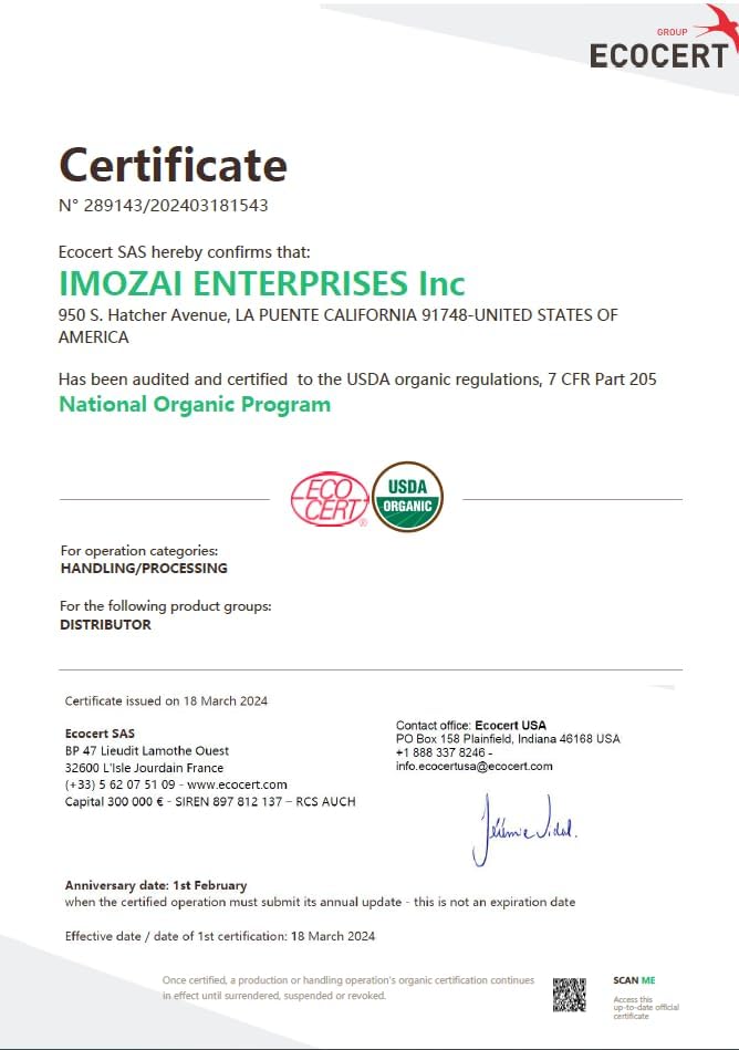 Imozai Organic Puerh Tea Bags 100 Count Individually Wrapped