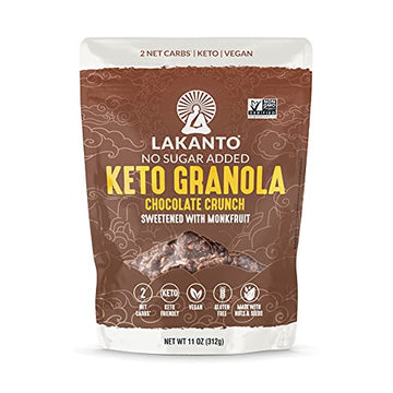 Lakanto Chocolate Crunch Granola - Delicious Snack, Quick Breakfast Cereal, Keto Friendly, Monk Fruit Sweetener, No Sugar Added,