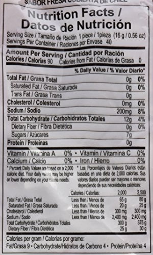 Vero Elotes Paletas Sabor Fresa Con Chile, 40 Count, Clear, Mexican Hard Candy Chili Pops