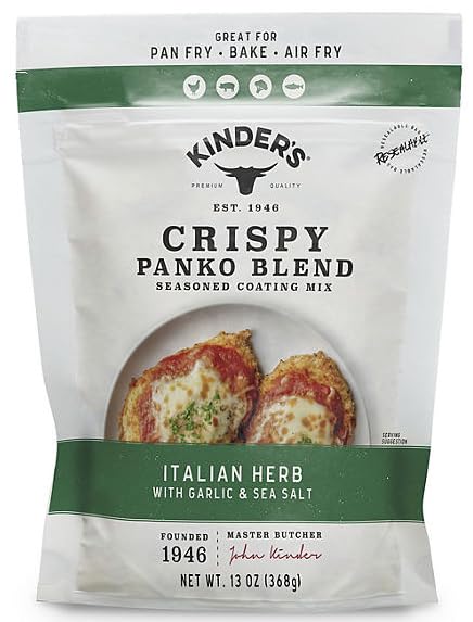 Kinders Crispy Panko Blend, Italian Herb With Garlic and Sea Salt Seasoned Coating Mix | 13 Ounce Resealable Bag, Great For Pan 