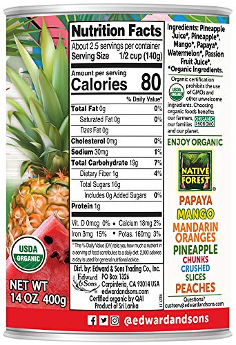 Native Forest Organic Tropical Fruit Salad, 14 Ounce Cans (Pack of 6)