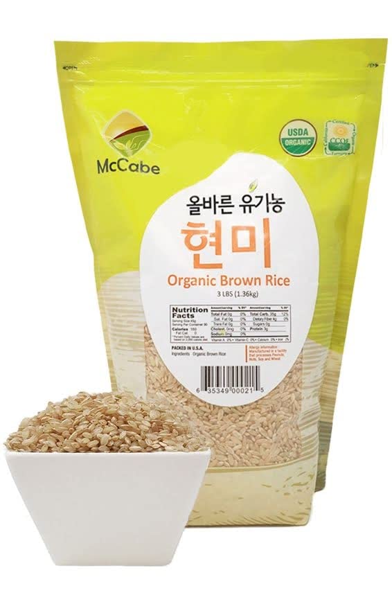 McCabe Organic Brown Rice - Rich in Fiber & Minerals, USDA Certified, 3 lbs (Pack of 3)