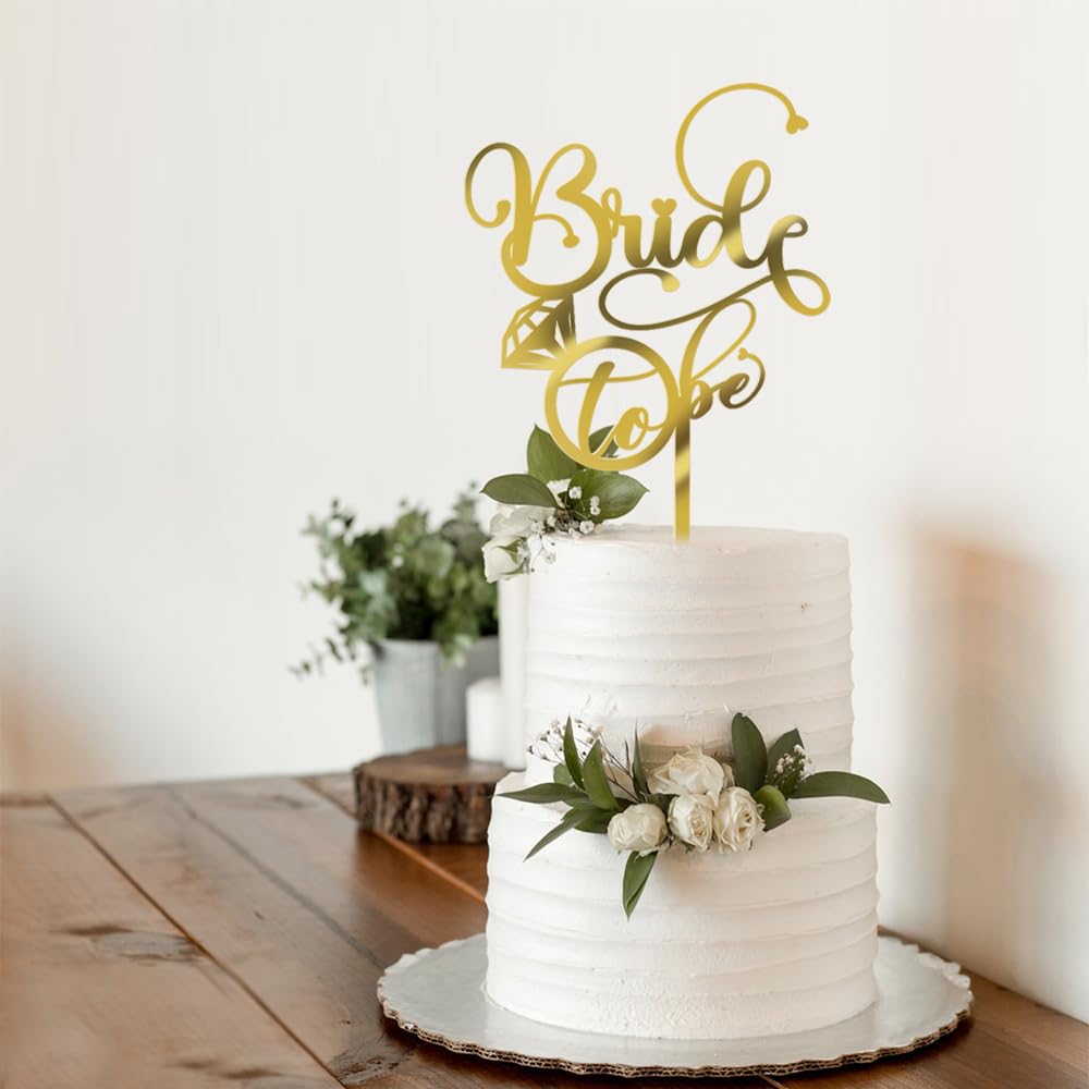 Qertesl Bride to Be Cake Topper - with Glitter Ring Bridal Shower Cake Pick Decorations,Wedding Engagement Theme,for Wedding Sho
