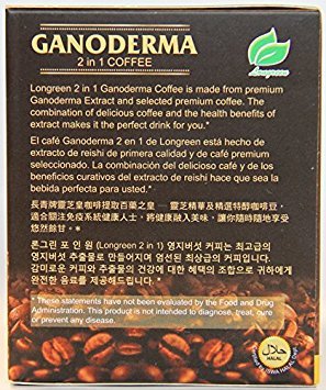 Longreen Ganoderma Reishi Coffee Mix, Instant 2-in-1 Mushroom Coffee, 30 Sachets, 2.3 Ounce, Non-Sugar Dietary dietary product