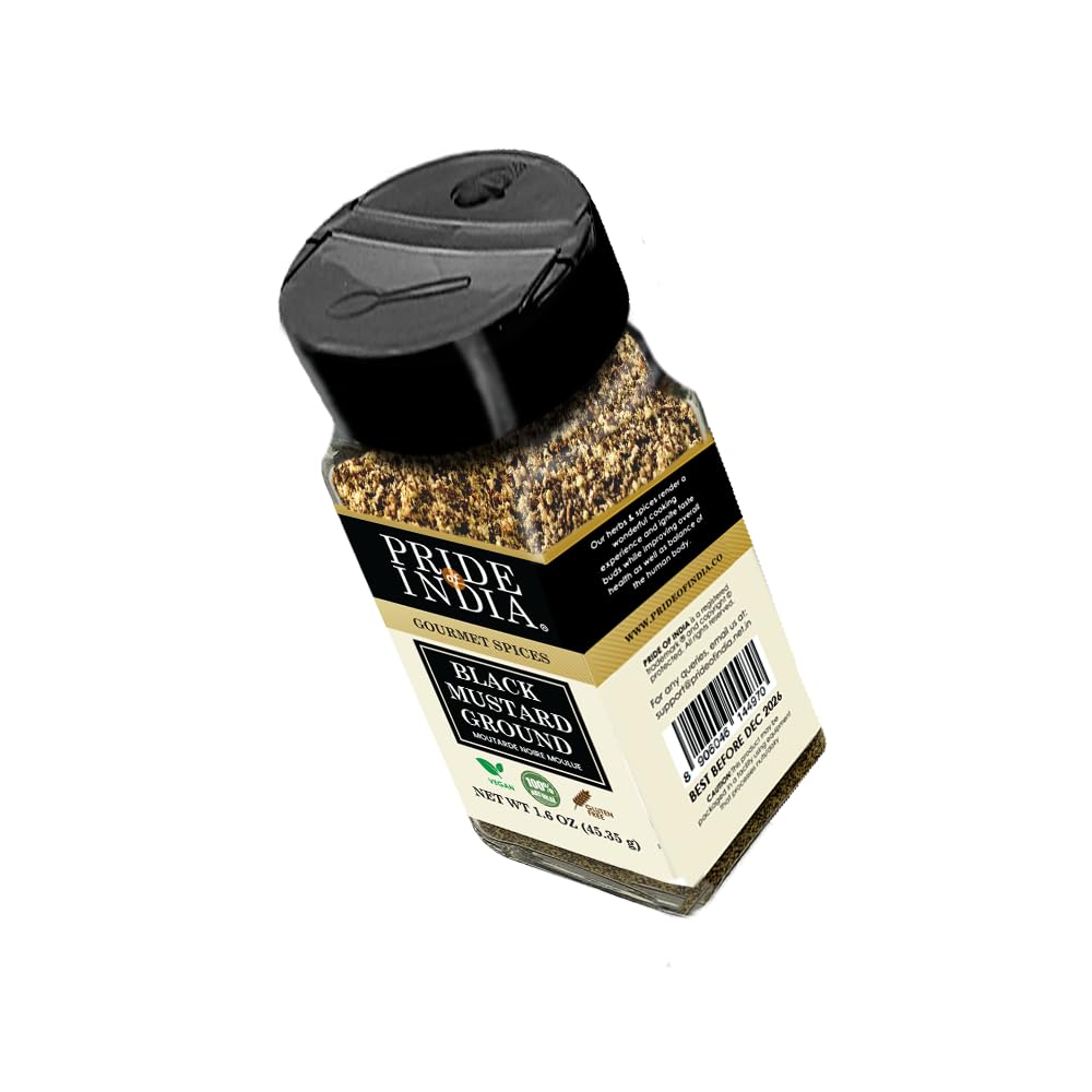 Pride Of India Black Mustard Seed Ground - Gourmet Spice - 2.6 oz Sifter Bottle