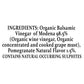 Mantova Organic Pomegranate Balsamic Vinegar, 8.5 Fl Oz, Ideal for Salad Dressing, Pasta, Ice Cream, and Cocktails