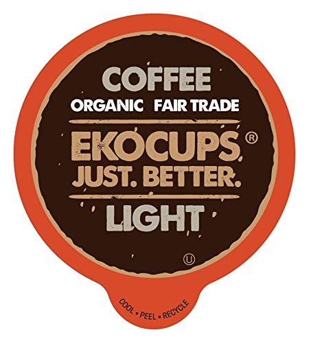 Ekocups Organic Light Roast Coffee Pods, Extra 30% More Coffee Per Cup, Artisan Fair Trade Gourmet Coffee Pods, Light Roast Coff