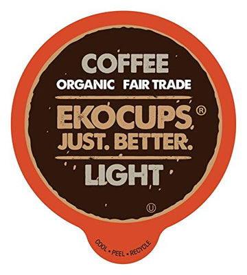Ekocups Organic Light Roast Coffee Pods, Extra 30% More Coffee Per Cup, Artisan Fair Trade Gourmet Coffee Pods, Light Roast Coff