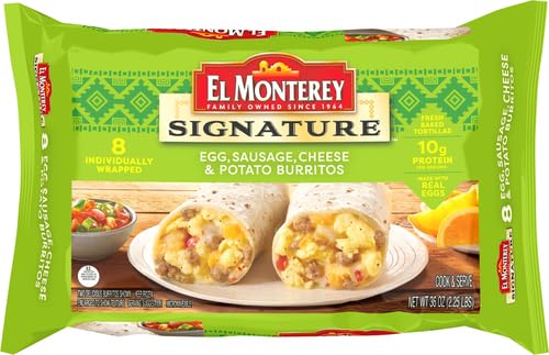 El Monterey Signature Egg, Sausage, Cheese & Potato Breakfast Burrito, 36 Oz (Frozen)