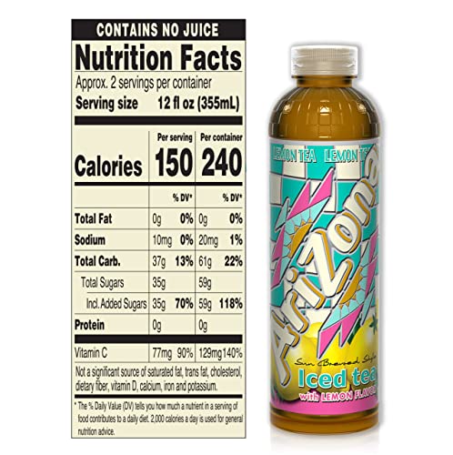 Arizona Lemon Tea, 20 Fl Oz (Pack Of 12)
