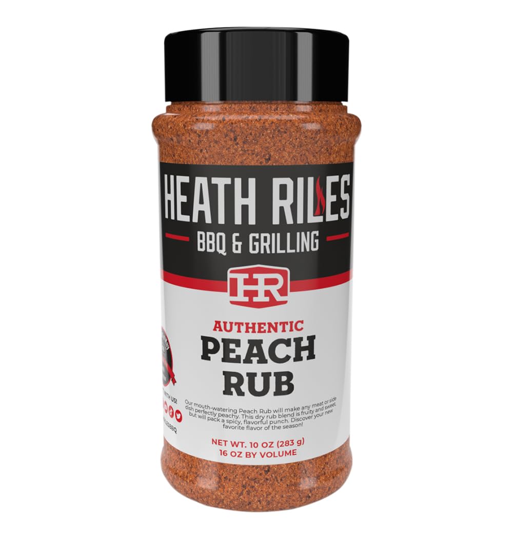 Heath Riles BBQ Peach Rub Seasoning, Shaker Spice Mix, 10 oz.