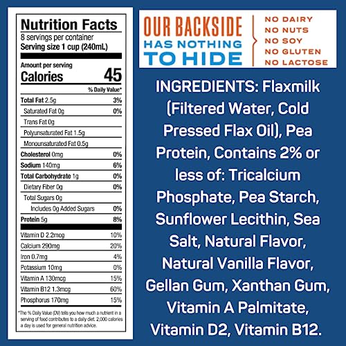 Good Karma Unsweetened Vanilla Flaxmilk +Protein, 64 Ounce, 5g Plant Protein + 1200mg Omega-3 Per Serving, Plant-Based Non-Dairy