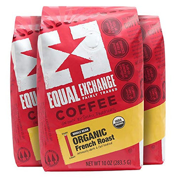 Equal Exchange Organic Whole Bean Coffee, French Roast, 10 Ounce (Pack Of 3)