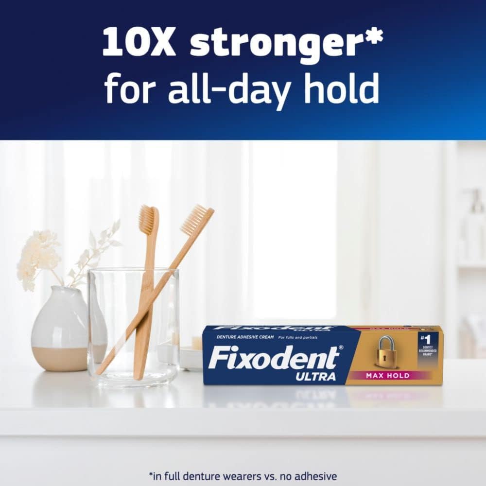 Fixodent Ultra Max Hold Dental Adhesive, 2.2 Oz (Pack Of 6)