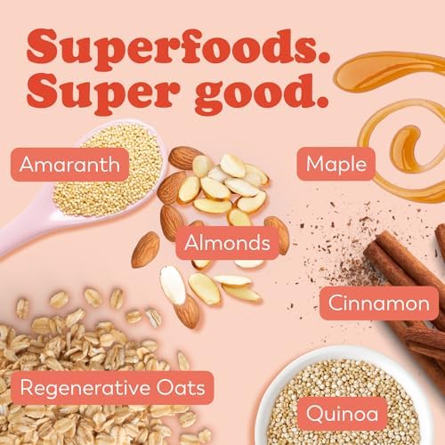 Earnest Eats Superfood Maple Cinnamon Almond Oatmeal (6 Pack)- No Sugar Added, Vegan, Gluten Free, Good Source Of Fiber