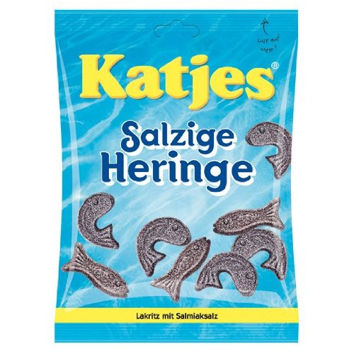 Katjes Salzige Heringe (Salty Herring Shaped Licorice) 7.05 Ounce, 200 Gram (Pack Of 4)