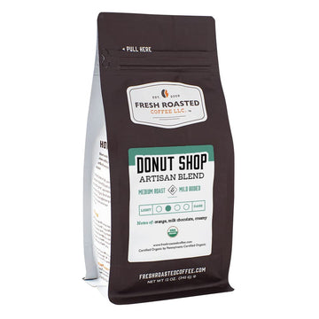 Fresh Roasted Coffee, Organic Donut Shop, 12 Oz, Medium Roast, Kosher, Whole Bean