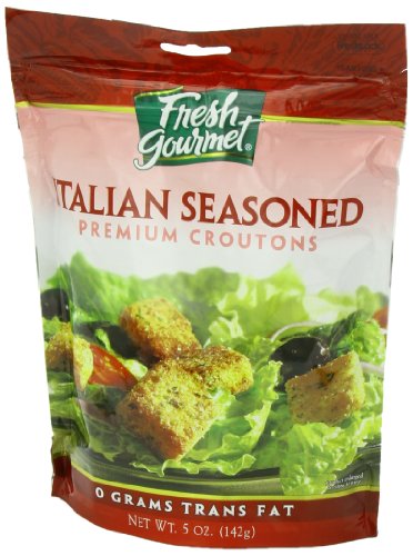 Fresh Gourmet Premium Croutons, Italian Seasoned, 5 Ounce (Pack of 6), Crunchy Salad Topper