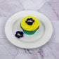 OCREME Royal Icing Sugar Flower Set of 16 - Purple Pansy Cake Decorations - 1-1/4 Inch