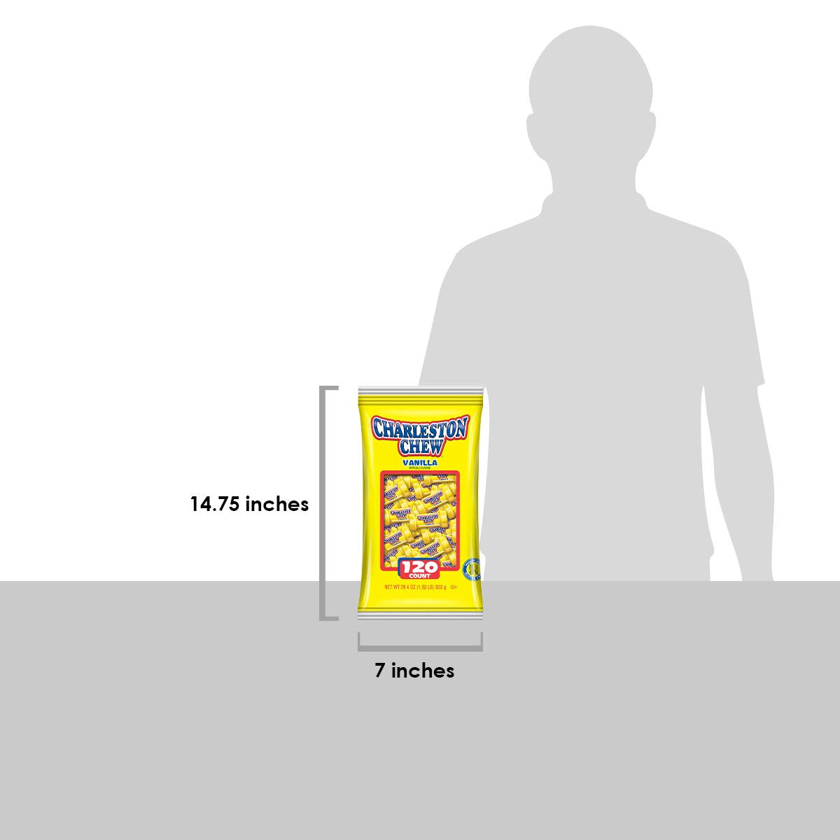 Charleston Chew Vanilla Flavor Candy Bars, 120 Count, 0.25 Oz Each, Brown