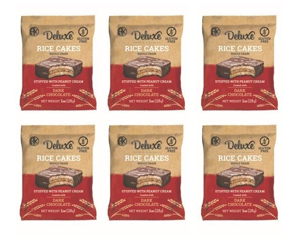 Deluxe & Bla Bla Delicious Crispy Rice Cake Sandwichs Filled With Peanut Cream and Coated with Dark Chocolate (Alfajor) Kosher C