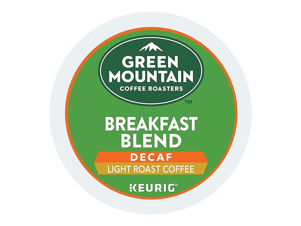 Green Mountain Coffee Decaf Breakfast Blend K-Cup, Light Roast, 24 Count, Brown, Model 7522