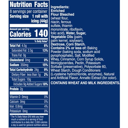 Pillsbury Cinnamon Rolls with Original Icing, Refrigerated Canned Pastry Dough, 8 Ct, 12.4 oz