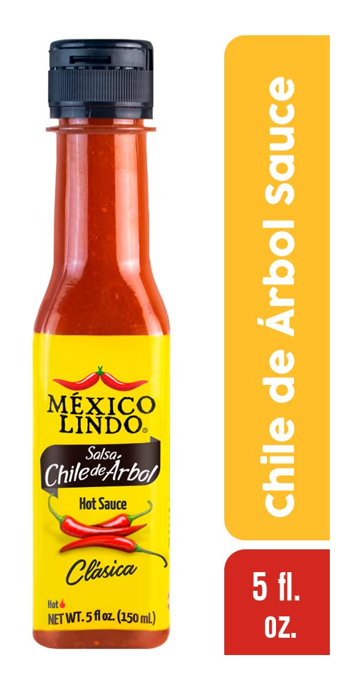 Mexico Lindo Chile de Arbol Hot Sauce Ingredients | 12,190 Scoville Level | Classic Flavor | 5 Fl Oz Bottles (Pack of 12)