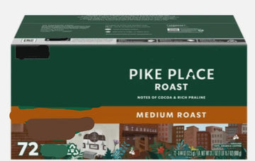 Pike Place K Cups Original Flavor - 72 Count (Pack of 1), Total of 72 Count Medium Roast (Packaging May Vary) With Coffee Stirr