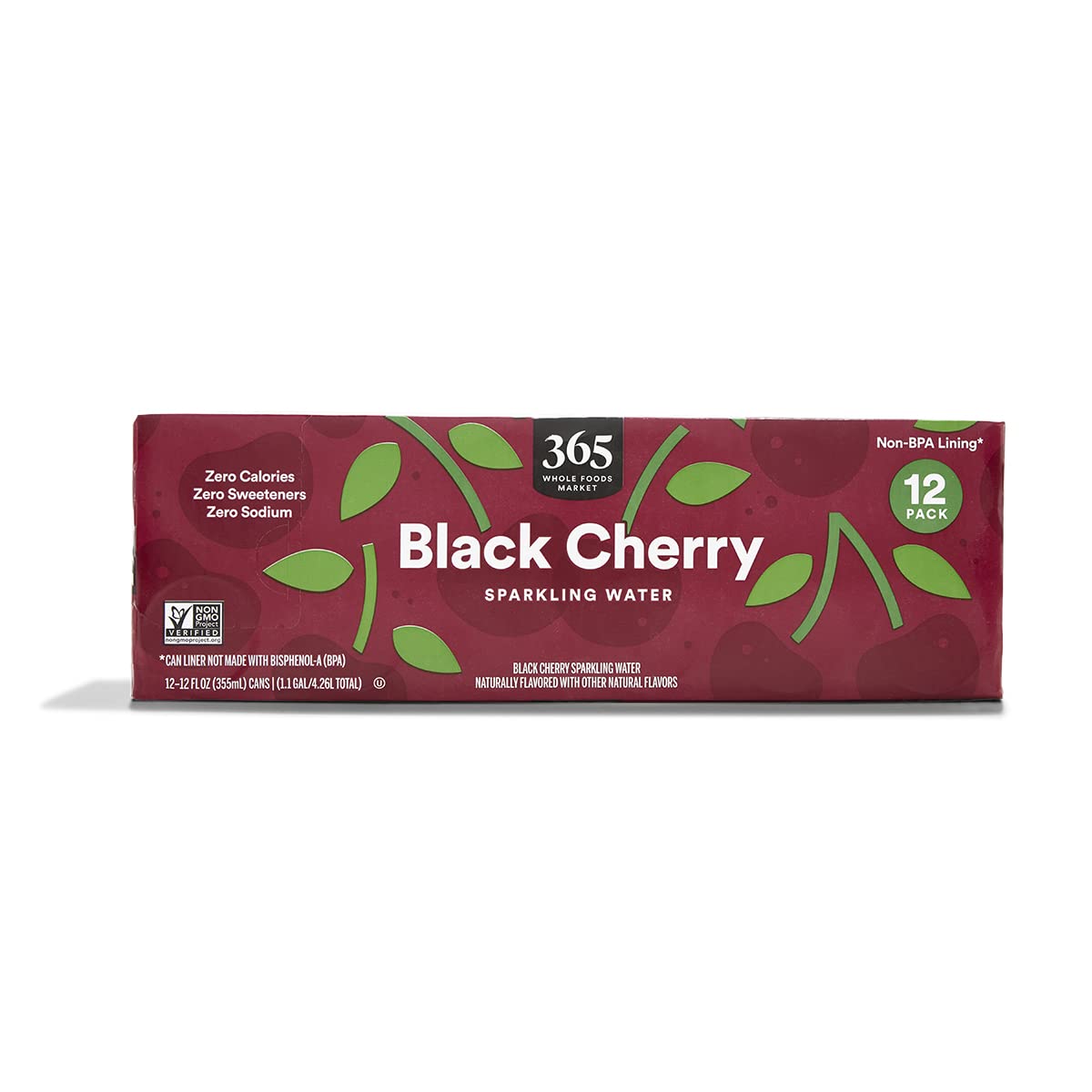 365 by Whole Foods Market  Black Cherry Sparkling Water  12 Pack  12 Fl Oz