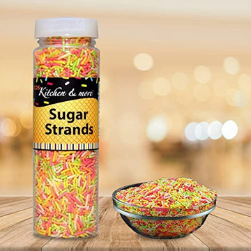 Ccds Toppings Rainbow Fancy Sugar Strands For Cake Decoration (125 Gms) Cooking Food Baking