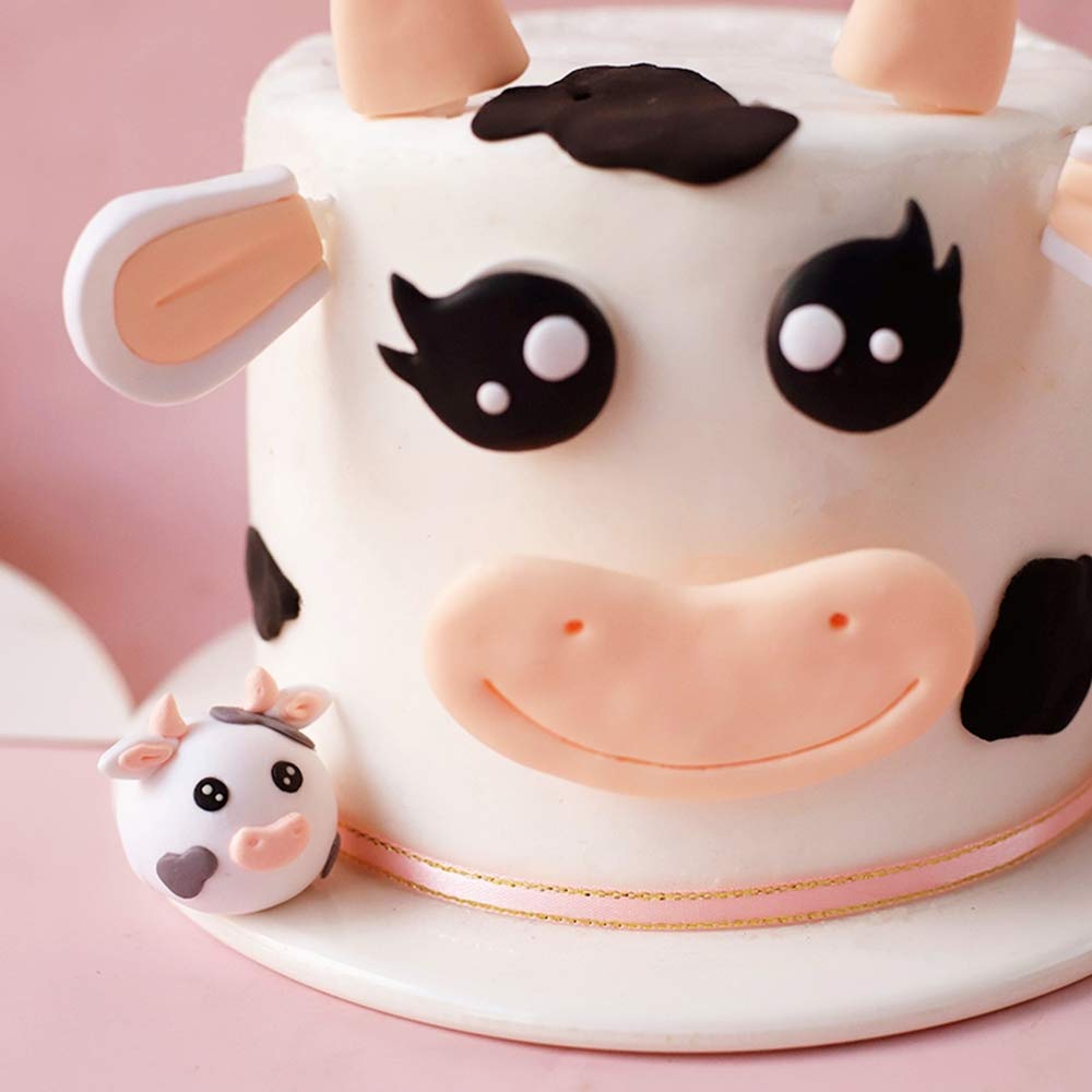 Jevenis Cute Cow Cake Decoration Farm Animal Birthday Cow Cake Topper For Baby Shower Party Decorations