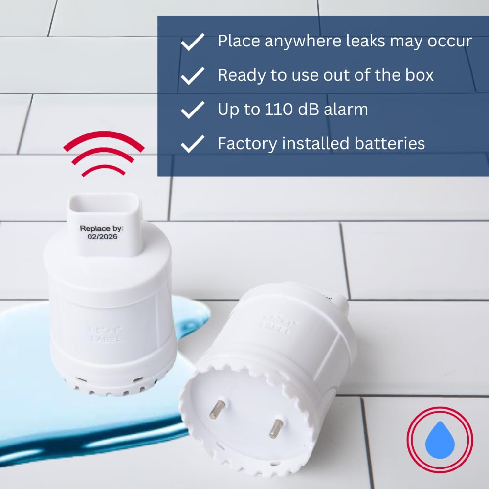 Flood Buzz Pro Water Leak Alarm; Water Leak Detection For Homes And Businesses; Reusable With Factory Installed Battery - 2 Pack
