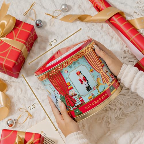 Christmas Popcorn Gift Tin - Gourmet Food Gifts - Plays Music - Chocolate & Popcorn Gift Tin, Holiday Basket - Nut Er Suite- Bonnie And Pop