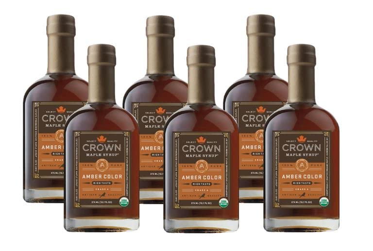 Crown Maple Organic Maple Syrup, Amber Color, Rich Taste, 12.7 Fl Oz (Pack of 6)