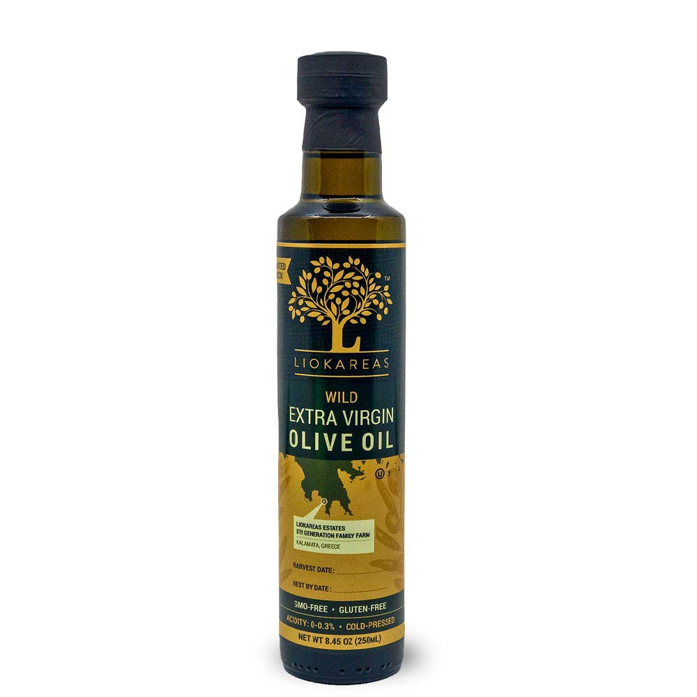 Liokareas Wild Greek Extra Virgin Olive Oil, Organic, Cold Pressed, 8.45 Fl Oz, Kosher, Gluten Free, NonGMO, Unfiltered