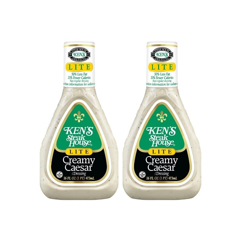 Ken's Steak House Dressing Lite Creamy Caesar 16 Ounce (Pack of 2)