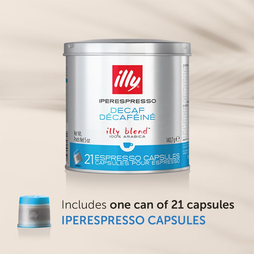 illy Coffee iperEspresso Capsules - Single-Serve Coffee Capsules & Pods - Single Origin Coffee Pods - Classico Decaf Roast with Notes of Caramel - For iperEspresso Capsule Machines - 21 Count