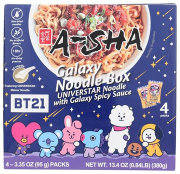 A-Sha Galaxy Noodles With Spicy Sauce 4Pk, 13.4 Oz