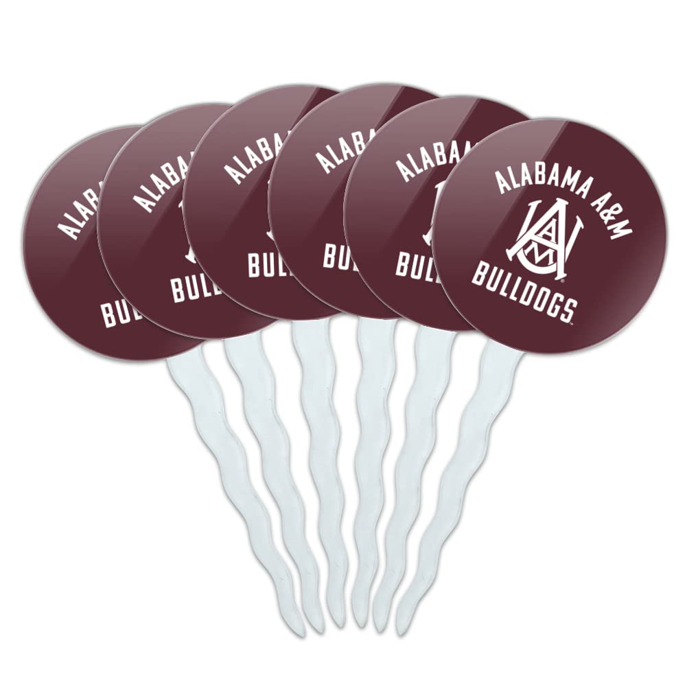 Graphics & More Alabama A&M University Bulldogs Logo Cupcake Picks Toppers Decoration Set Of 6