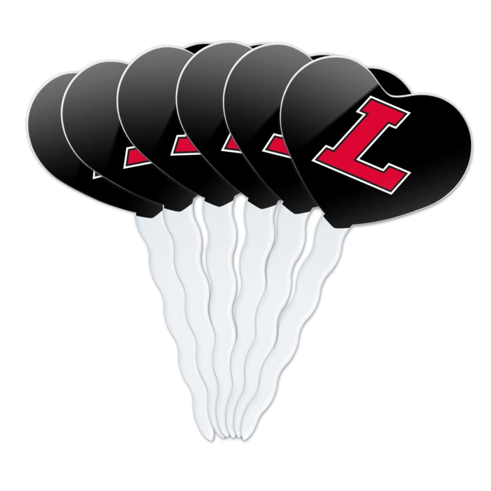 GRAPHICS & MORE Cupcake Picks Set of 6, Acrylic, Lewis University Heart Design, One Size