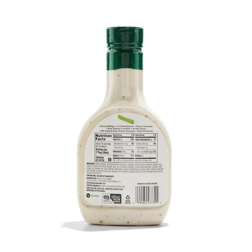 365 by Whole Foods Market Organic Blue Cheese Dressing, 16 Fl Oz - Deliciously Creamy, Perfect for Salads and Dips