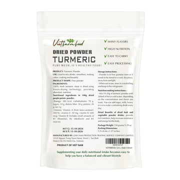 Turmeric Powder 5.29 Oz (150G) Vietfarmfood: Freeze-Dried Extracted From 100% Pure, Sugar-Free. Used To Mix Mixed Drinks Fresh F