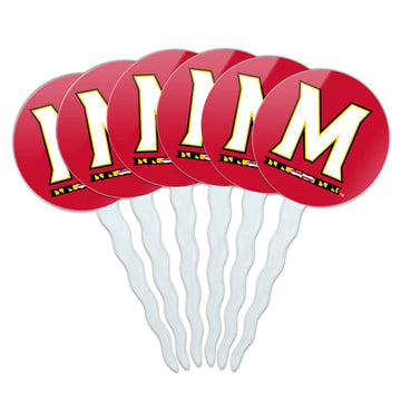 University of Maryland Primary Logo Cupcake Picks Toppers Decoration Set of 6
