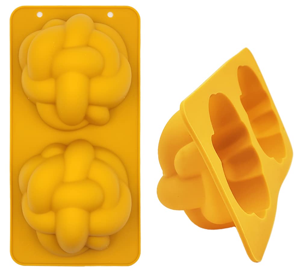 The Dreidel Company Silicone Challah Braid Bread Mold Bakeware, Small Challettes, Perfect Kosher Challah Braided Baking Mold Pan