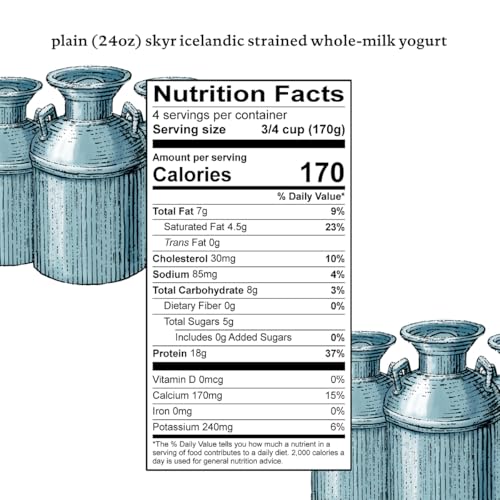 Siggis Icelandic Strained Whole Milk Yogurt, Plain, 24 OZ. - Thick, Protein-Rich Yogurt Snack