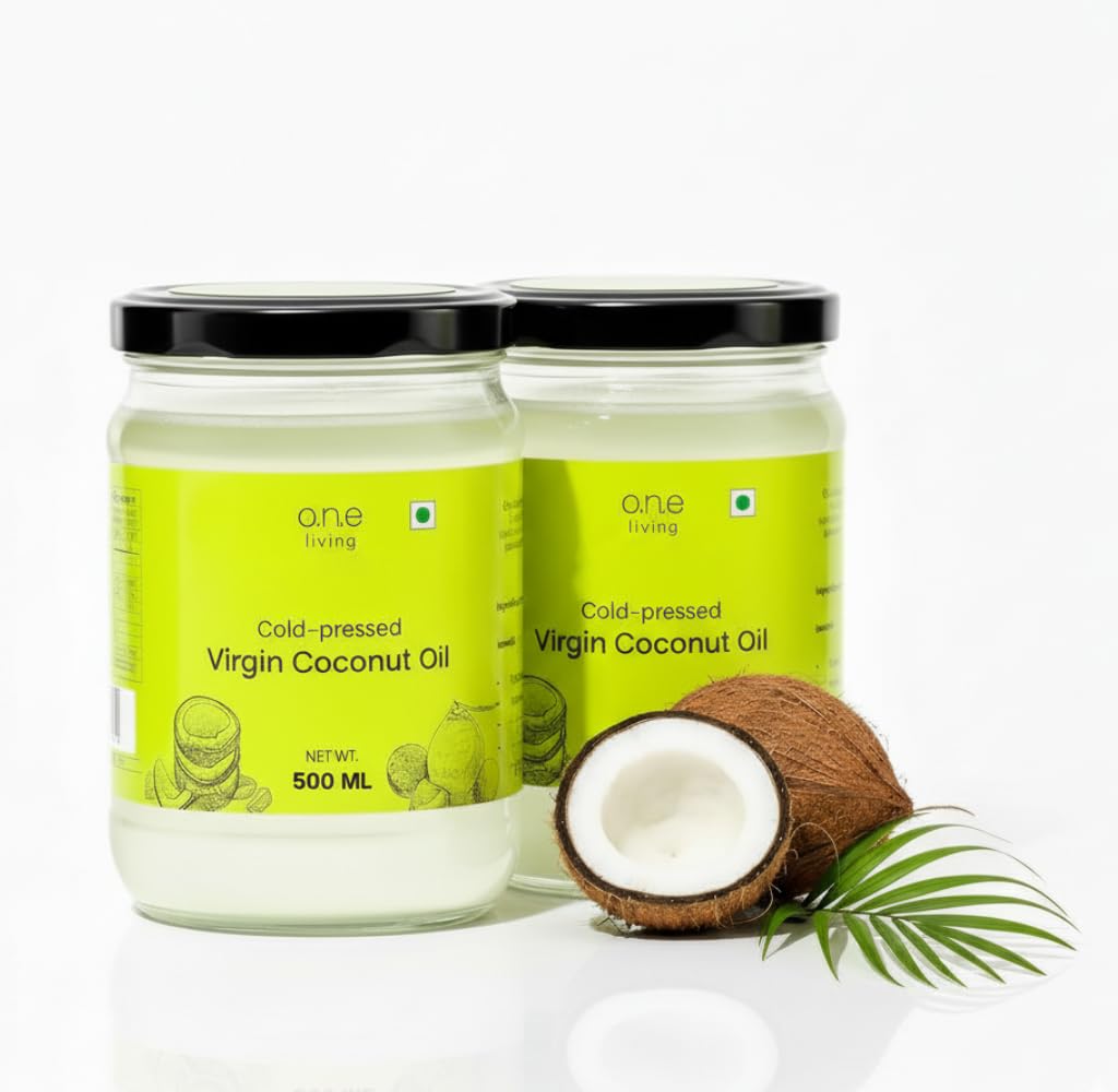 Virgin Coconut Oil, Cold-Pressed, Unrefined, Pure, Organic Oil For Cooking, Hair Care, Skin Care, And Oil Pulling, 500Ml (Pack O