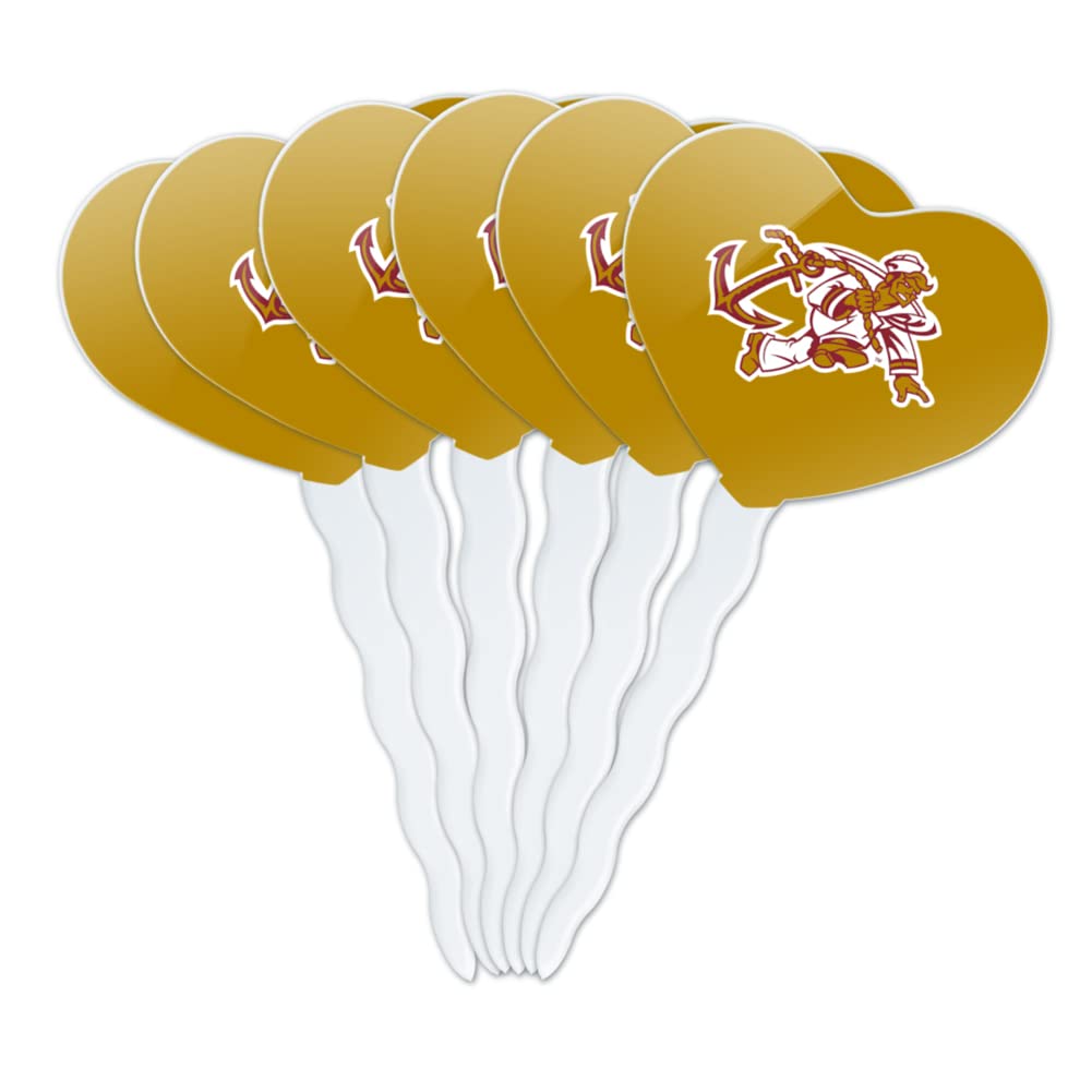 GRAPHICS & MORE Acrylic Cupcake Picks Set of 6 - Rhode Island College Secondary Logo Heart Design