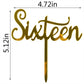 Qertesl Acrylic Sixteen Cake Topper,16Th Birthday Cake Toppers, 16Th Anniversary Party Decorations Supplies- Double Sided Gold G
