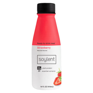 Soylent Complete Meal Replacement Shake, Strawberry, 20G Complete Protein, 28 Vitamins & Minerals, Low Sugar, 14Oz (Single Bottl